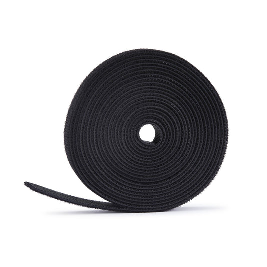 Star Tech 75ft (22.8m) Hook and Loop Roll, 0.5in Wide, Black, Cut-to-Size Reusable Cable Ties, Fastener Tape, Adjustable Fabric Wraps, Bulk Roll