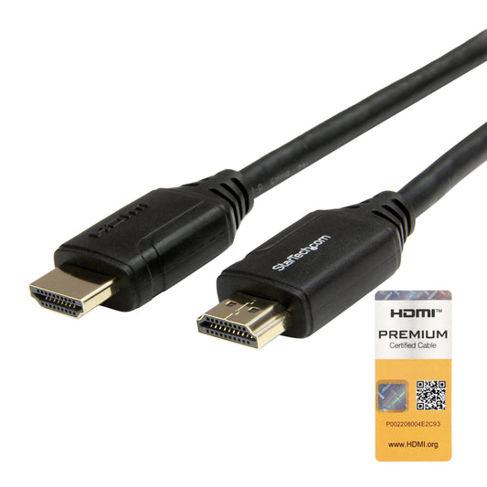 StarTech 1.6ft (50cm) Premium Certified HDMI 2.0 Cable with Ethernet - High Speed Ultra HD 4K 60Hz HDMI Cable HDR10 - HDMI Cord (Male/Male Connectors) - For UHD Monitors, TVs, Displays