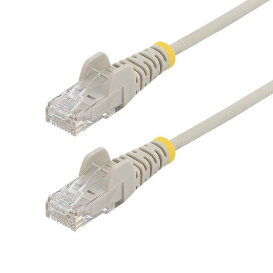Star Tech 15m Gray Slim CAT6 Ethernet Cable, Snagless, 100W PoE, UTP, LSZH, 28AWG Pure Bare Copper Wire, Slim RJ45 Network Patch Cord w/Strain Reliefs, Individually Tested