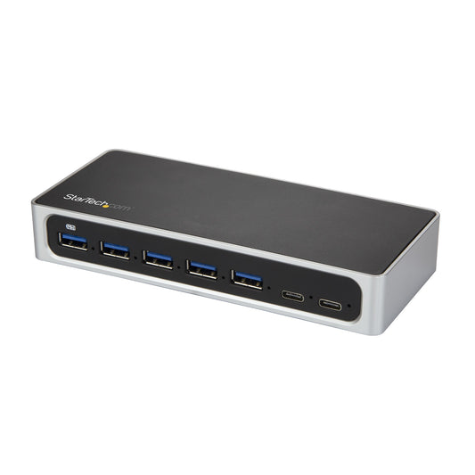Star Tech 7 Port USB C Hub with Fast Charge Port - USB-C to 5x USB-A 2x USB-C (USB 3.0 SuperSpeed 5Gbps) - Self Powered USB 3.2 Gen 1 Type-C Hub w/ Power Adapter - Desktop/Laptop Hub