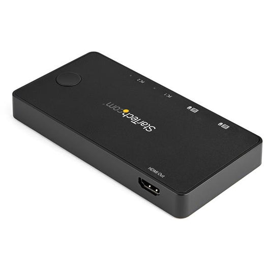 Star Tech 2 Port USB C KVM Switch - 4K 60Hz HDMI - Compact Dual Port UHD USB Type C Desktop Mini KVM Switch with USB C Cables - Bus Powered - MacBook iPad Pro ThinkPad IdeaPad EliteBook
