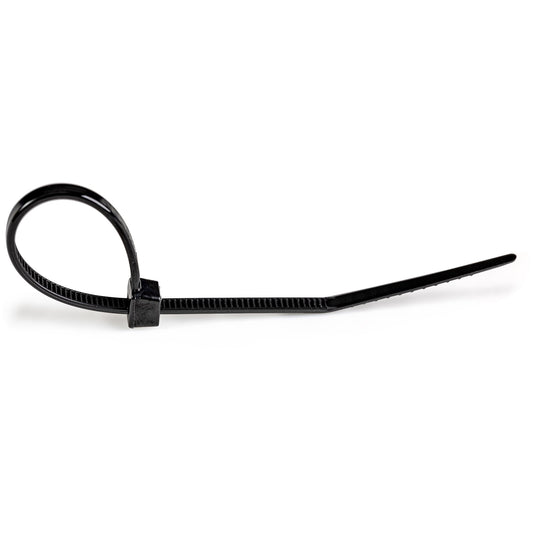 Star Tech 100-Pack 6"(15cm) Cable Ties - 1/8"(3.6mm) wide, 1-3/8"(39mm) Bundle Diameter, 40lb(18kg) Tensile Strength, Nylon Self Locking Zip Ties with Curved Tip, UL Listed, Black - TAA