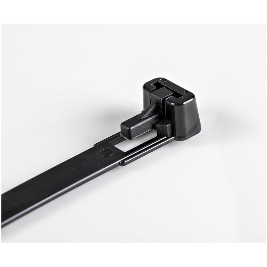 Star Tech 8"(20cm) Reusable Cable Ties - 1/4"(7mm) wide, 1-7/8"(50mm) Bundle Dia. 50lb(22kg) Tensile Strength, Releasable Nylon Ties, Indoor/Outdoor, 94V-2/UL Listed, 100 Pack - Black