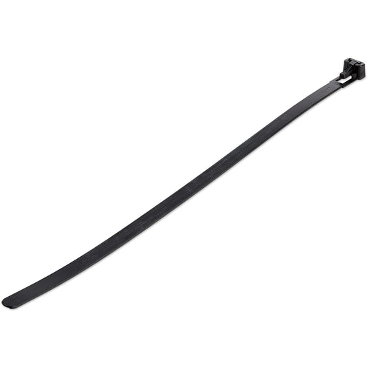 Star Tech 10"(25cm) Reusable Cable Ties - 1/4"(7mm) wide, 2-1/2"(65mm) Bundle Dia. 50lb(22kg) Tensile Strength, Releasable Nylon Ties, Indoor/Outdoor, 94V-2/UL Listed, 100 Pack - Black