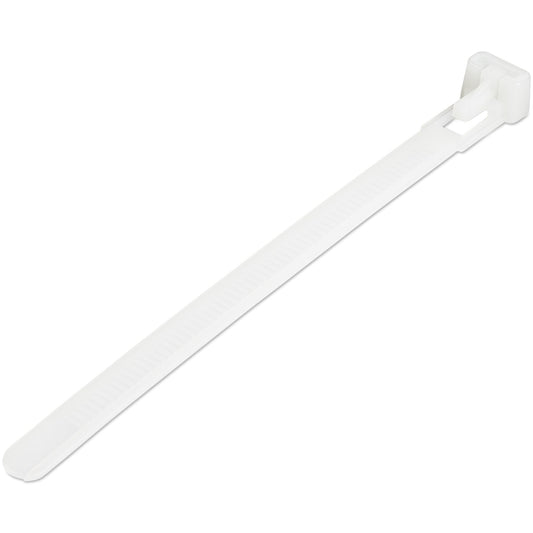 Star Tech 5"(12cm) Reusable Cable Ties - 1/4"(7mm) wide, 1-1/8"(30mm) Bundle Dia. 50lb(22kg) Tensile Strength, Releasable Nylon Ties, Indoor/Outdoor, 94V-2/UL Listed, 100 Pack - White