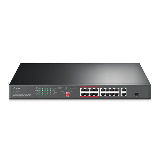 TP-Link  TL-SL1218P 16-Port 10/100Mbps + 2-Port Gigabit Rackmount Switch with 16-Port PoE+, 3- Year WTY