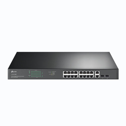 TP-Link 18-Port Gigabit Rackmount  Switch with 16-Port PoE+, 16Ã— Gigabit PoE+ Ports, 2Ã— Gigabit Non-PoE Ports, 2Ã— Combo Gigabit SFP Slots, 3-Year WTY