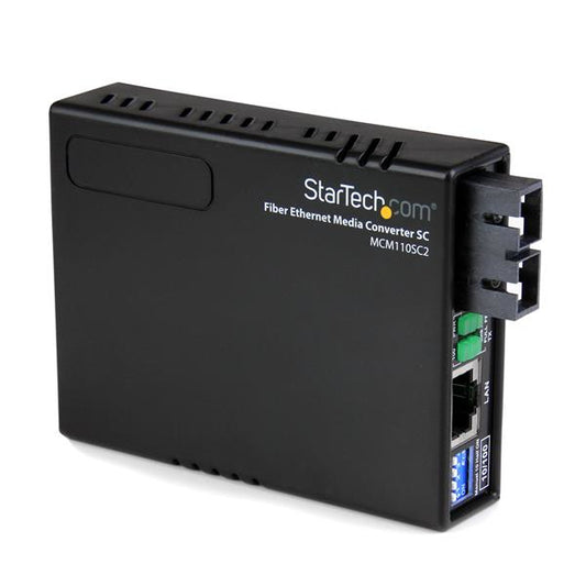 Star Tech Multi-Mode (MM) SC Fiber Media Converter for 10/100Mbps Networks, Standalone Ethernet to SC MM Fiber Media Converter, 1310nm, 2km - TAA