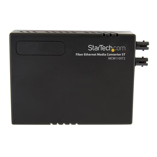 Star Tech Multi-Mode (MM) ST Fiber Media Converter for 10/100Mbps Networks, Standalone Ethernet to ST MM Fiber Media Converter, 1310nm, 2km - TAA