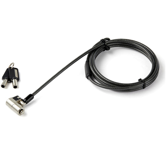 StarTech 6.5' (2m) 3-in-1 Universal Laptop Cable Lock - Keyed Laptop/Desktop Security Cable Lock Compatible w/ K-Slot, Nano & Wedge Slot Computer - Anti-Theft Steel Cable Lock with Keys