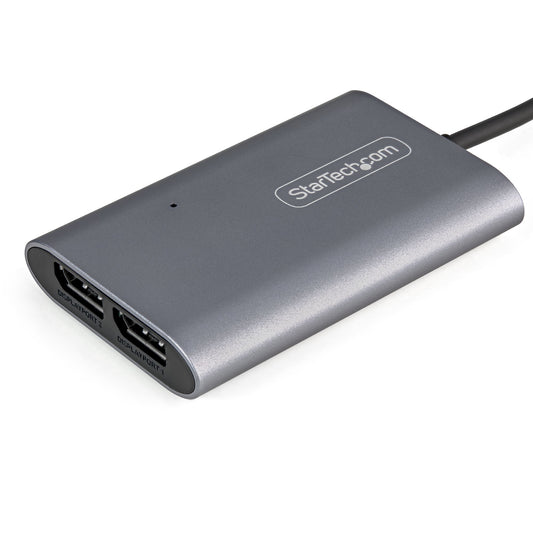 Star Tech Thunderbolt to Dual DisplayPort Adapter DP 1.4, Dual 4K 60Hz or Single 8K/5K Thunderbolt to DP Converter, 2x DisplayPort Monitor Video Display Adapter - Mac & Windows