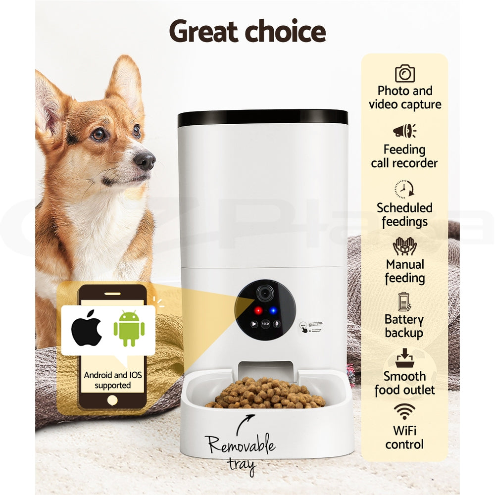 I.Pet Smart WiFi Automatic Pet Feeder with Camera for Dogs & Cats