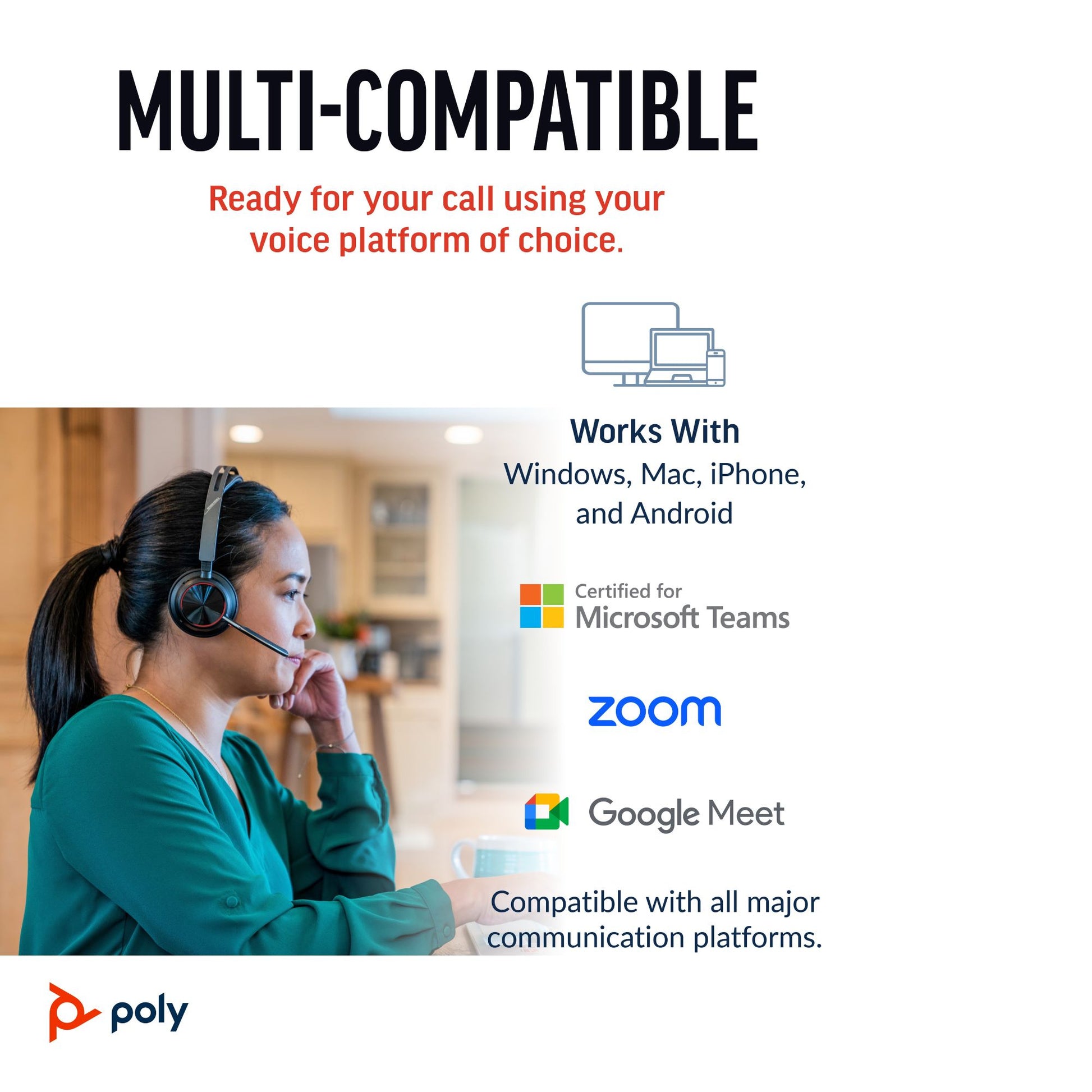 HP Poly Voyager Focus 2 Microsoft Teams Certified USB-A Headset product image