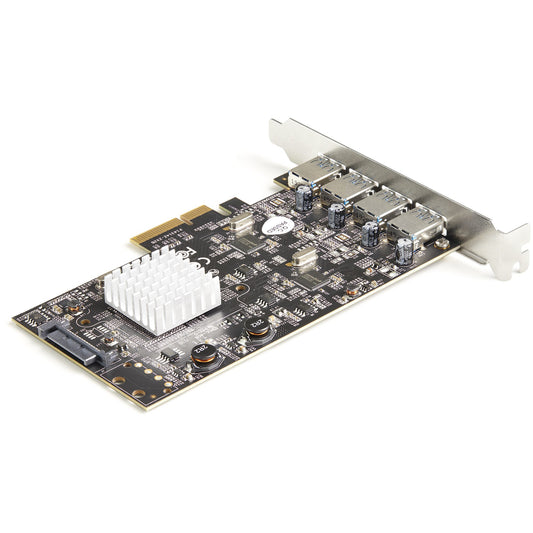 Star Tech 4-Port USB PCIe Card - 10Gbps USB 3.1/3.2 Gen 2 Type-A PCI Express Expansion Card with 2 Controllers - 4x USB-A - USB PCIe Add-On Adapter Card - Windows/Mac/Linux