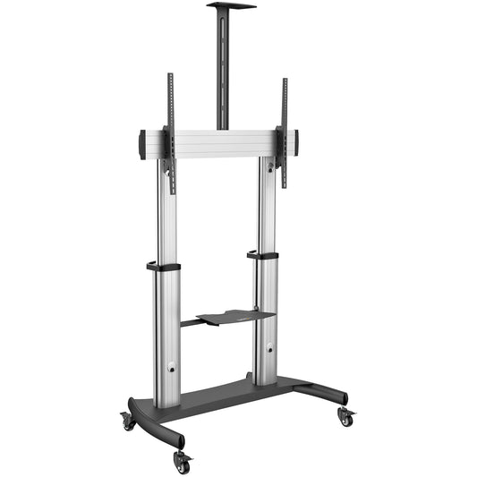 Star Tech Mobile TV Stand - Heavy Duty TV Cart for 60-100" Display (100kg/220lb) - Height Adjustable Rolling Flat Screen Floor Standing on Wheels - Universal Television Mount w/Shelves