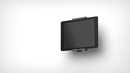 KENSINGTON UNIVERSAL TABLET HOLDER, FITS UP TO 13" TABLETS, WALL MOUNT CLAMP, SILVER