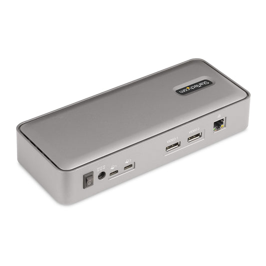 Star Tech Dual-Laptop USB-C KVM Docking Station, Dual Monitor 4K 60Hz DisplayPort Dock, 5-Port USB Hub, GbE, 90W/45W Power Delivery to Two Laptops, Windows/Mac, 2-Host KVM Dock