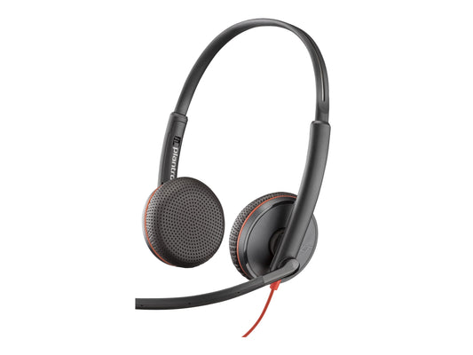 HP POLY BLACKWIRE C3225 UC STEREO USB-C CORDED HEADSET, 3.5MM & USB-C/A ADAPTOR- SOFT PACK