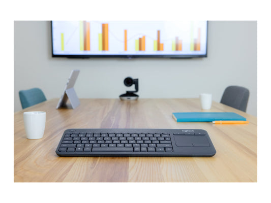 LOGITECH K400+WIRELESS KEYBOARD WITH INTEGRATED TOUCH PAD UNIFYING RECEIVER,BLK -1YR WTY