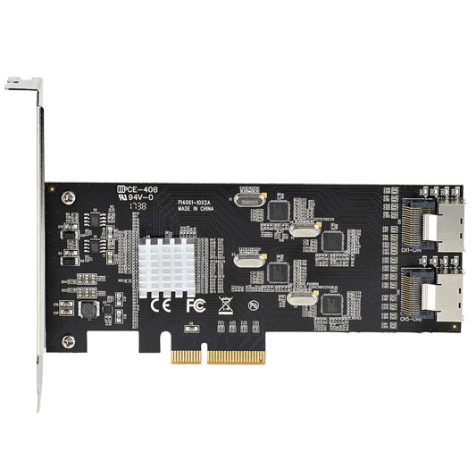 Star Tech 8 Port SATA PCIe Card - PCI Express 6Gbps SATA Expansion Adapter Card with 4 Host Controllers - SATA PCIe Controller Card - PCI-e x4 Gen 2 to SATA III - SATA HDD/SSD