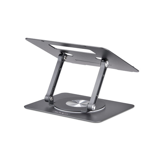 Star Tech Rotating Laptop Stand, 360 Swivel, Ergonomic Desk Riser for Computer, Elevated Tray w/ Adjustable Tilt, Max 11lb/5kg, Aluminum Build, Portable Design