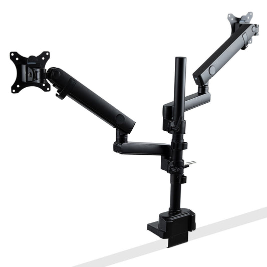Star Tech Desk Mount Dual Monitor Arm, Full Motion Monitor Mount for 2x VESA Displays up to 32" (17.6lb/8kg), Height Adjustable, Clamp/Grommet Mount, Mechanical Spring