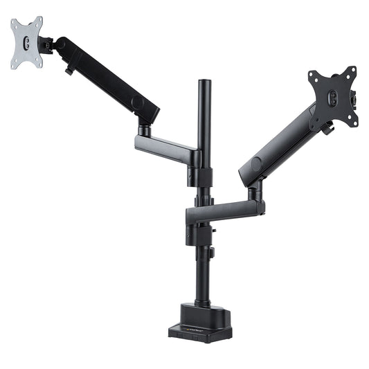 StarTech Desk Mount Dual Monitor Arm, Full Motion Monitor Mount for 2x VESA Displays up to 32" (17.6lb/8kg), Height Adjustable, Clamp/Grommet Mount, Mechanical Spring