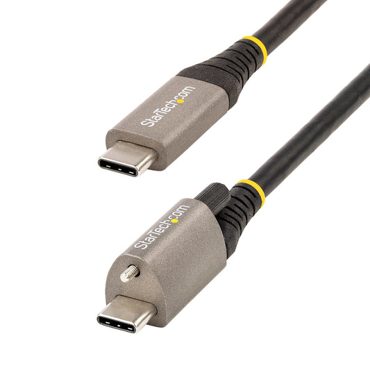 Star Tech 20" (50cm) Top Screw Locking USB C Cable 10Gbps - USB 3.1/3.2 Gen 2 Type-C Cable - 100W (5A) Power Delivery Charging, DP Alt Mode - Single Screw Lock, USB-C Cord Charge/Sync