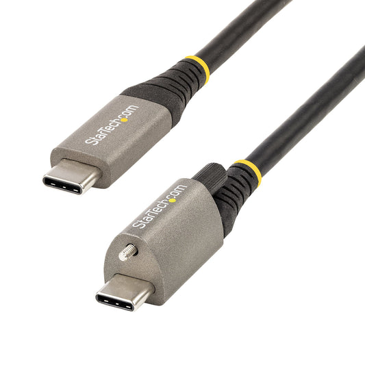 Star Tech 3ft (1m) Top Screw Locking USB C Cable 10Gbps - USB 3.1/3.2 Gen 2 Type-C Cable - 100W (5A) Power Delivery Charging, DP Alt Mode - Single Screw Lock, USB-C Cord Charge/Sync