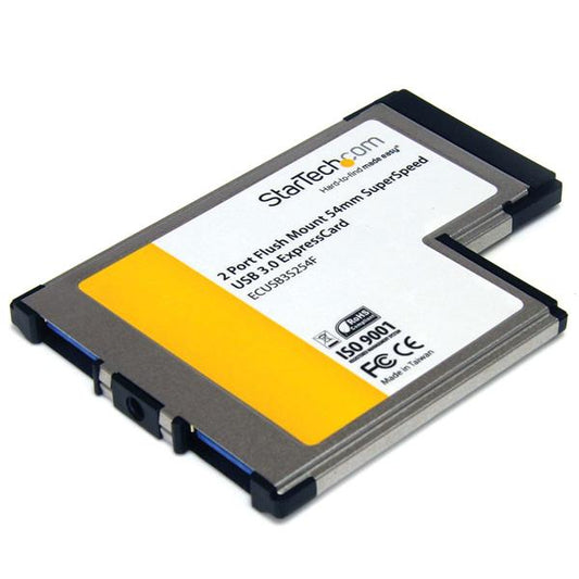 Star Tech 2 Port Flush Mount ExpressCard 54mm SuperSpeed USB 3.0 Card Adapter with UASP Support