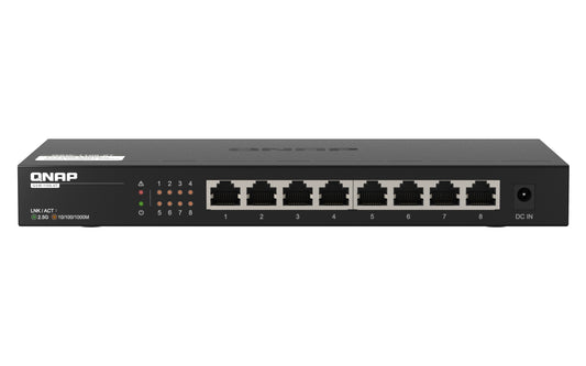 QNAP QSW-1108-8T, 8 port 2.5Gbps auto negotiation (2.5G/1G/100M), unmanagement switch, 2 Yr WTY