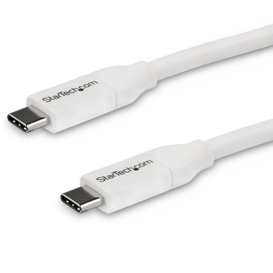 Star Tech USB-C to USB-C Cable w/ 5A PD - M/M - White - 4 m (13 ft.) - USB 2.0 - USB-IF Certified