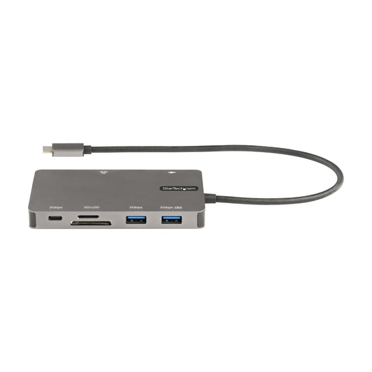 Star Tech USB C Multiport Adapter - HDMI 4K 30Hz or VGA Travel Dock - 5Gbps USB 3.0 Hub (USB A / USB C Ports) - 100W Power Delivery - SD/Micro SD - GbE - 30cm Cable - USB C Mini Dock