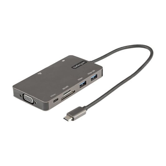 Star Tech USB C Multiport Adapter - HDMI 4K 30Hz or VGA Travel Dock - 5Gbps USB 3.0 Hub (USB A / USB C Ports) - 100W Power Delivery - SD/Micro SD - GbE - 30cm Cable - USB C Mini Dock