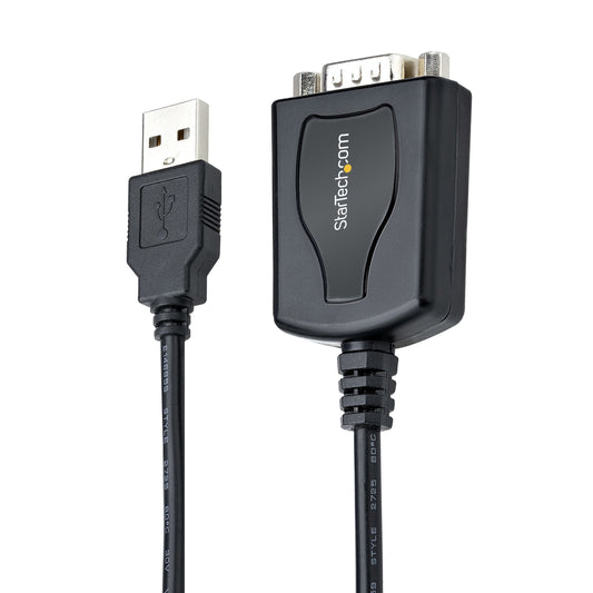 Star Tech 3ft (1m) USB to Serial Cable with COM Port Retention, DB9 Male RS232 to USB Converter, USB to Serial Adapter for PLC/Printer/Scanner, Prolific Chipset, Windows/Mac