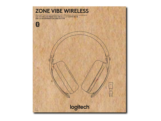 LOGITECH ZONE VIBE W/LESS MS STEREO HEADSET,BT,NOISE CANCEL MIC,USB-C W/ USB-A ADPTR,2YWTY