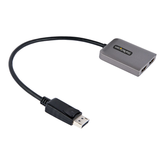 Star Tech DP to Dual HDMI MST HUB - Dual HDMI 4K 60Hz - DisplayPort Multi Monitor Adapter with 1ft / 30cm cable - DP 1.4 Multi Stream Transport Hub, DSC | HBR3 - DP to HDMI Splitter