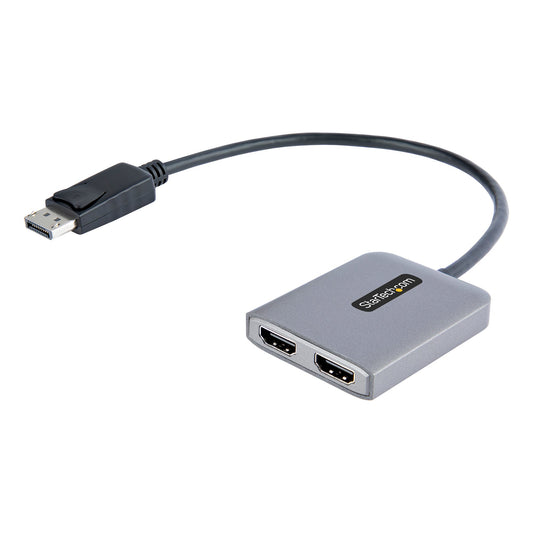 Star Tech DP to Dual HDMI MST HUB - Dual HDMI 4K 60Hz - DisplayPort Multi Monitor Adapter with 1ft / 30cm cable - DP 1.4 Multi Stream Transport Hub, DSC | HBR3 - DP to HDMI Splitter