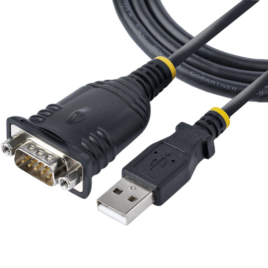 Star Tech 3ft (1m) USB to Serial Cable, DB9 Male RS232 to USB Converter, Prolific IC, USB to Serial Adapter for PLC/Printer/Scanner/Switch, USB to COM Port Adapter, Windows/Mac