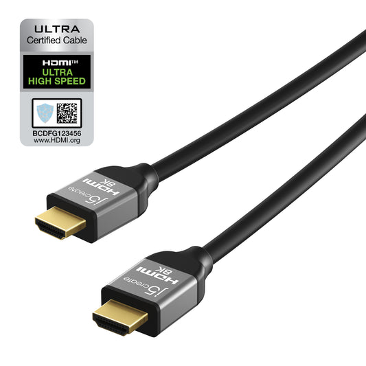 j5create JDC53 Ultra High Speed 8K UHD HDMITM Cable, Black and Grey, 2 m