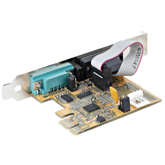 Star Tech 2-Port PCI Express Serial Card, Dual Port PCIe to RS232 (DB9) Serial Card, 16C1050 UART, Standard or Low Profile Brackets, COM Retention, For Windows & Linux
