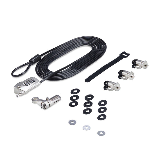 Star Tech Laptop/Desktop & Peripheral Lock Kit, Theft-Deterring Security Lock, K-Slot, 9.8ft (3m) Steel Cable, 3x Devices, User-Resettable 4-Digit Lock - TAA