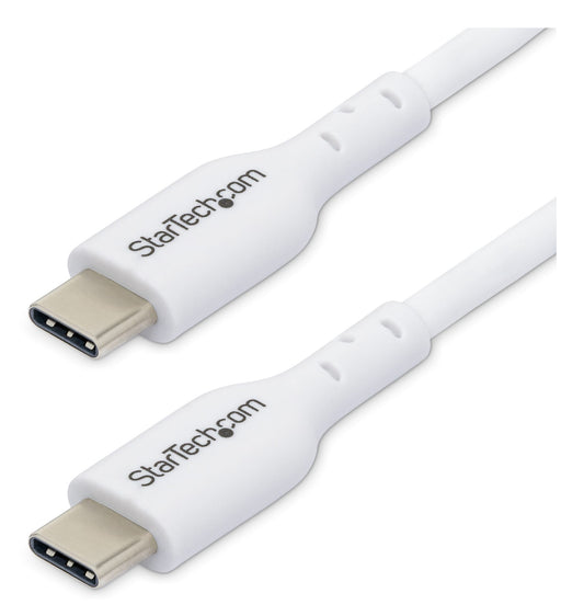 Star Tech 2m (6.6ft) White USB-C Charging Cable, USB C Cable, USB 2.0 Type-C Laptop Charger Cord, 60W 3A Power Delivery, TPE Jacket, USB-C Data Transfer Cable, M/M