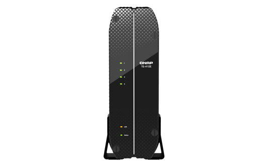 QNAP TS-410E-8G, 4-bay Tower NAS ; Intel Celeron J6412 quad-core, onboard 8GB RAM (not expandable), 4 x 2.5-inch SATA slots, 2 x 2.5GbE, 1 x HDMI 1.4b, 3 yrs