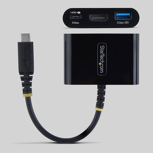Star Tech USB-C to HDMI Multiport Adapter with 140W PD Charging, 4K 60Hz HDMI, USB 5Gbps Hub, Mini Dock For MacBook / Dell / Thinkpad / HP / iPad / Tablets