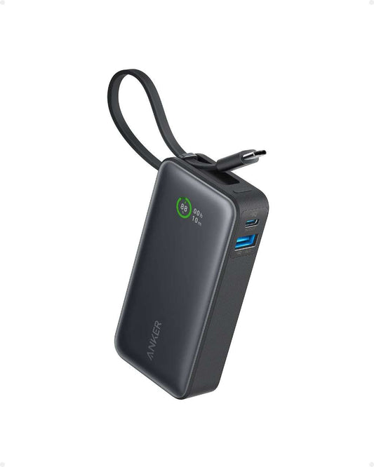 ANKER NANO 10K 30W POWER BANK WITH BUILT- IN USB-C CABLE (BLACK)