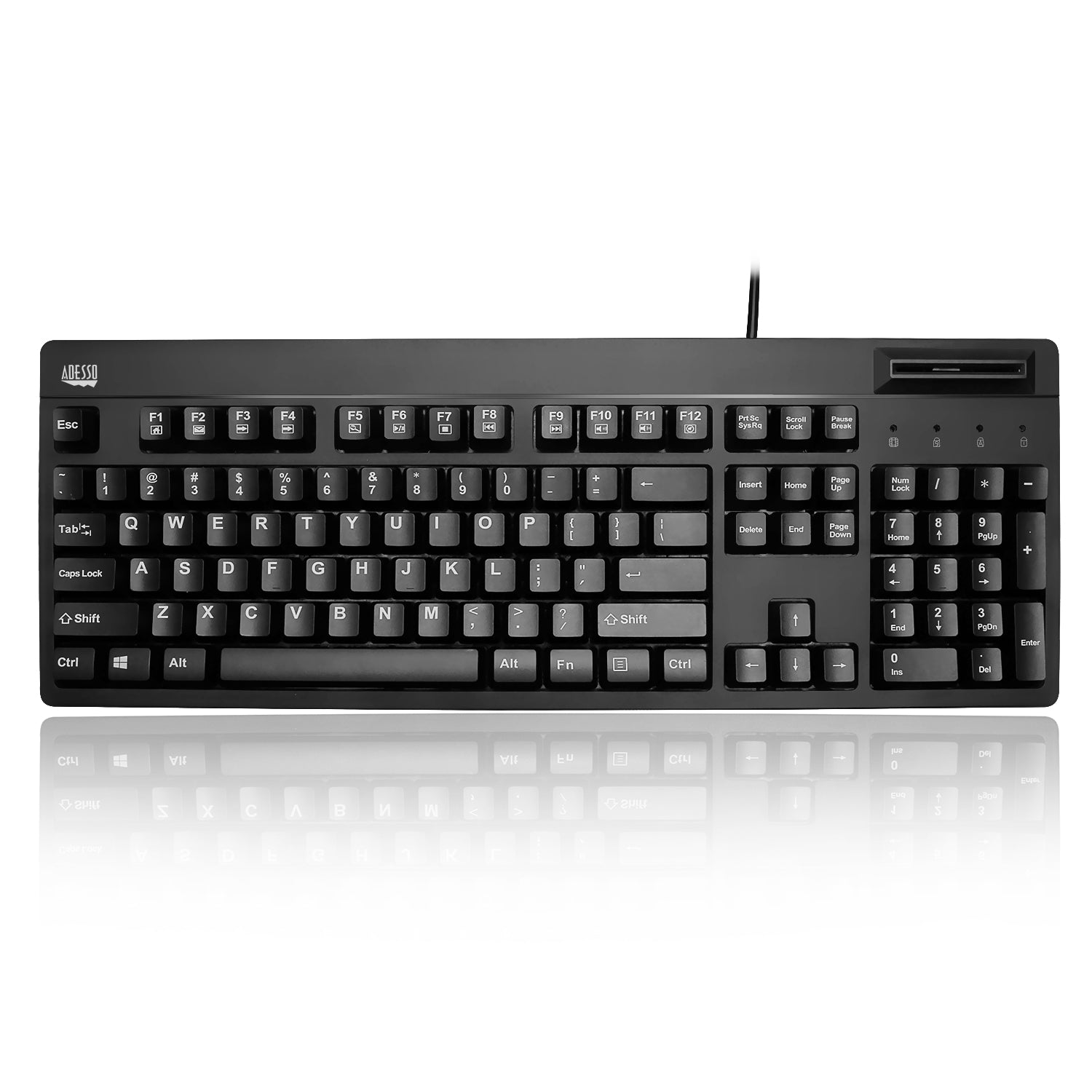 Adesso AKB-630SB-TAA EasyTouch 630SB-TAA - Smart Card Reader Keyboard (TAA Compliant)