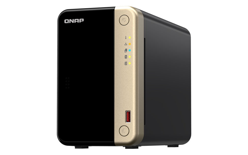 QNAP TS-264-8G 2 Bay desktop NAS 8 GB DDR4 onboard not expandable 2 x 3.5'/2.5' SATA 6Gb/s drive bays 2 x M.2 2280 PCIe Gen 3 x1 slots 2 x 2.5GbE