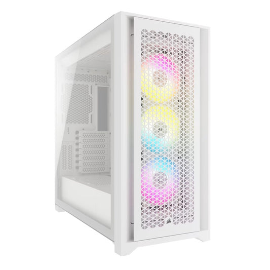 Corsair iCUE 5000D RGB High Airflow, 3x AF120 RGB Elite Fan, Lighting Node Pro Controller, Tempered Glass Mid-Tower, White Gaming Case
