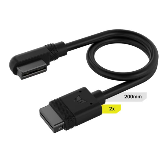 Corsair iCUE LINK Cable, 2x 200mm with Straight/Slim 90¬∞ connectors, Black